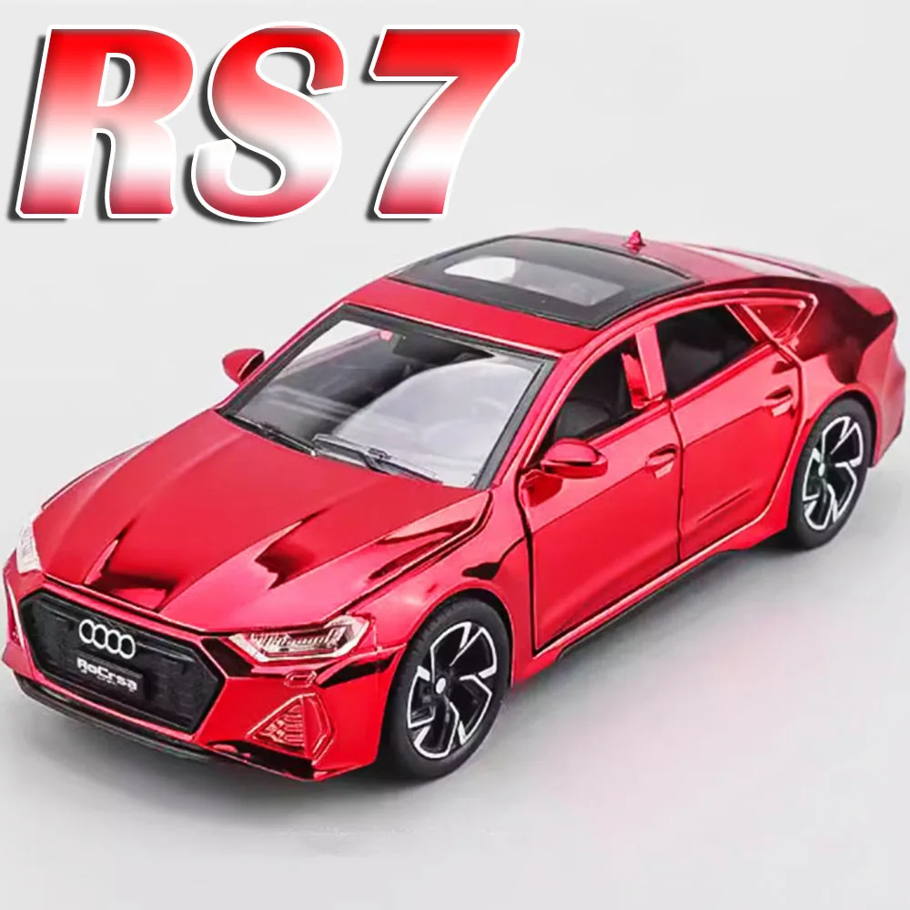 

1:32 Toy Electroplate RS7 Model Sports Cars Alloy Diecast Miniature Supercars 6 Doors Opened Sound Light Pull Back for Kids Gift
