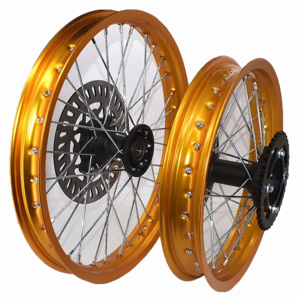 1.60-17 inch Front 1.85-14 inch Rear Rims Aluminum Alloy with sprocket Disc Brakes For KLX CRF Kayo BSE Dirt Pit Bike Motorcycle