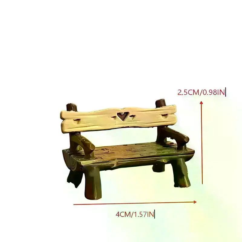 2Pcs 1/12 Miniature Bench Dollhouse Furniture Mini Park Chair Fairy Garden Ornament Micro Landscape Decor DIY Craft Accessories