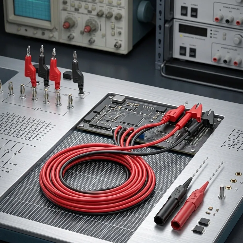 6-piece Multimeter Test Leads With Secure Grip For Alligator Clips Conductive Copper Core And Silicone Insulated Cabling
