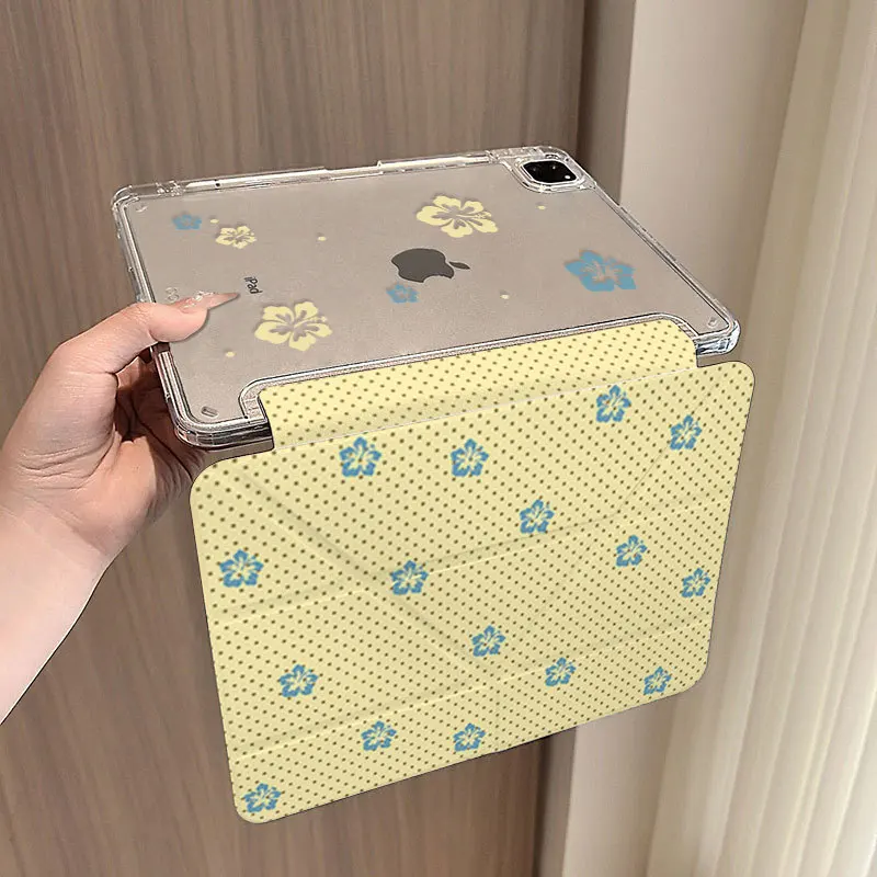 Korean Fusang Flower Ins Polka Dot Case For iPad Pro 11 13in 2025 iPad Pro 12.9in Air7 10th 11th M4/5 Anti-fall 3Y Tablet Cover