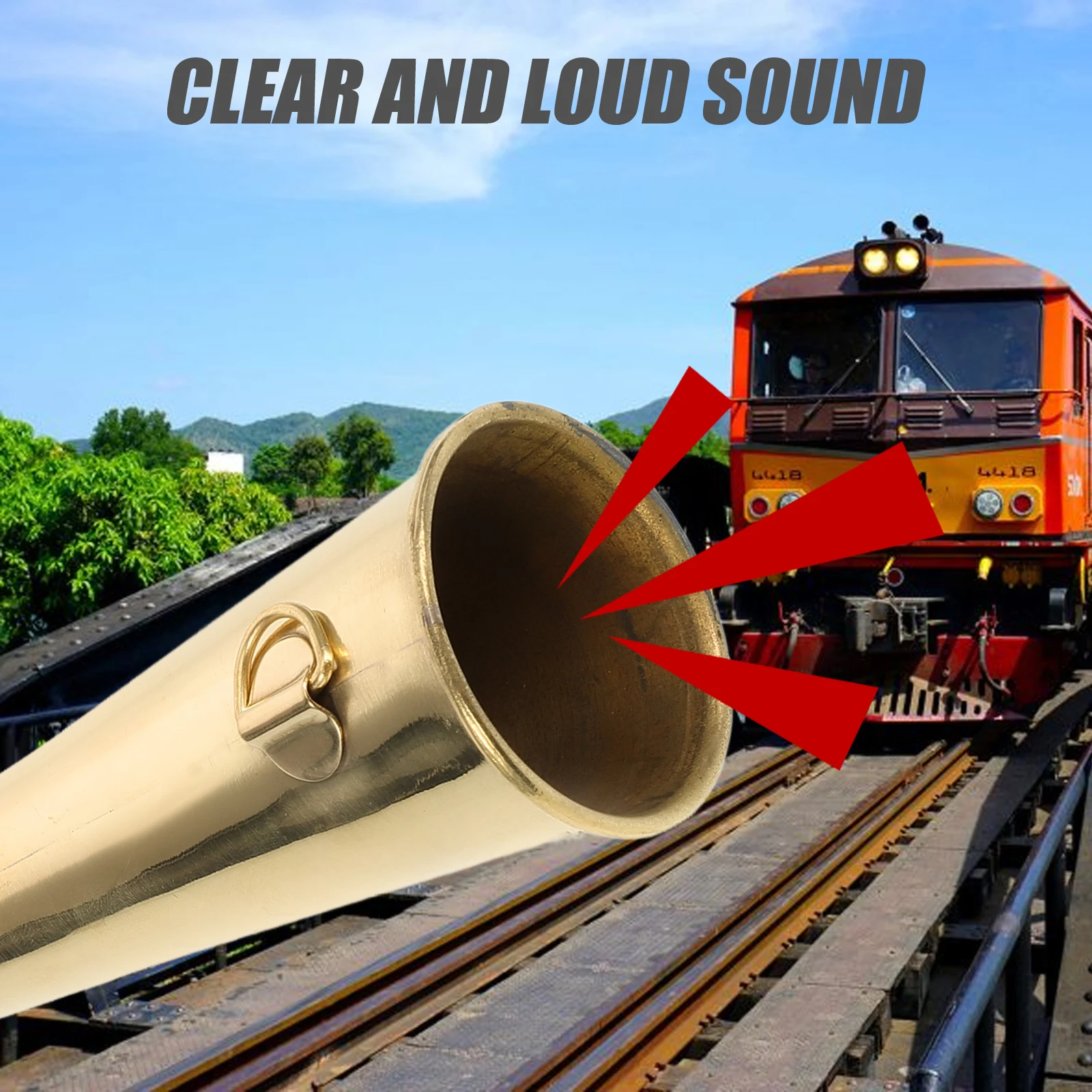 

Practical Railway Horn Copper Bell Portable Manual Air Road Horns Loud Sound Track Signal Safe Outdoor