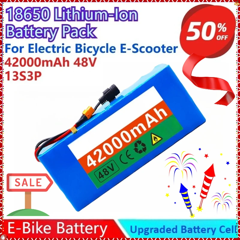 

Brand New 42000mAh 13S3P 48V Li-ion Battery Pack for Electric Bicycle E-Scooter 18650 Cells with BMS Protection Waterproof Case