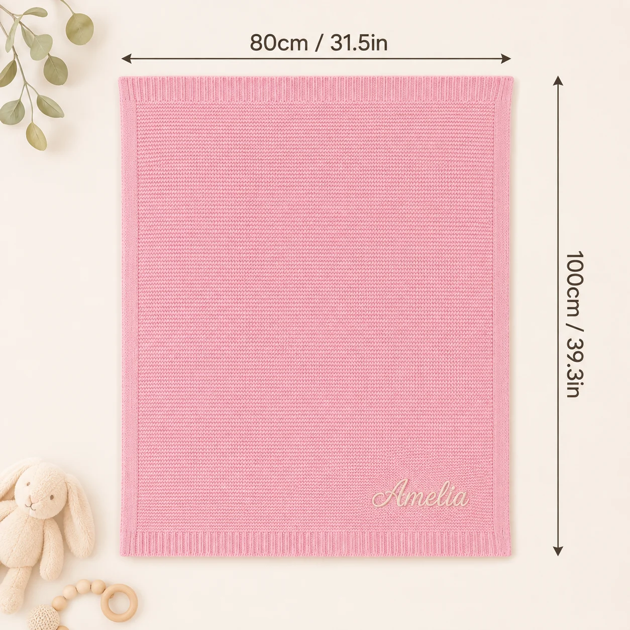 Personalized Baby Blanket Custom Embroidered Baby Blanket Cotton Knit Name Blanket for Newborn Nursery Stroller Crib Shower Gift