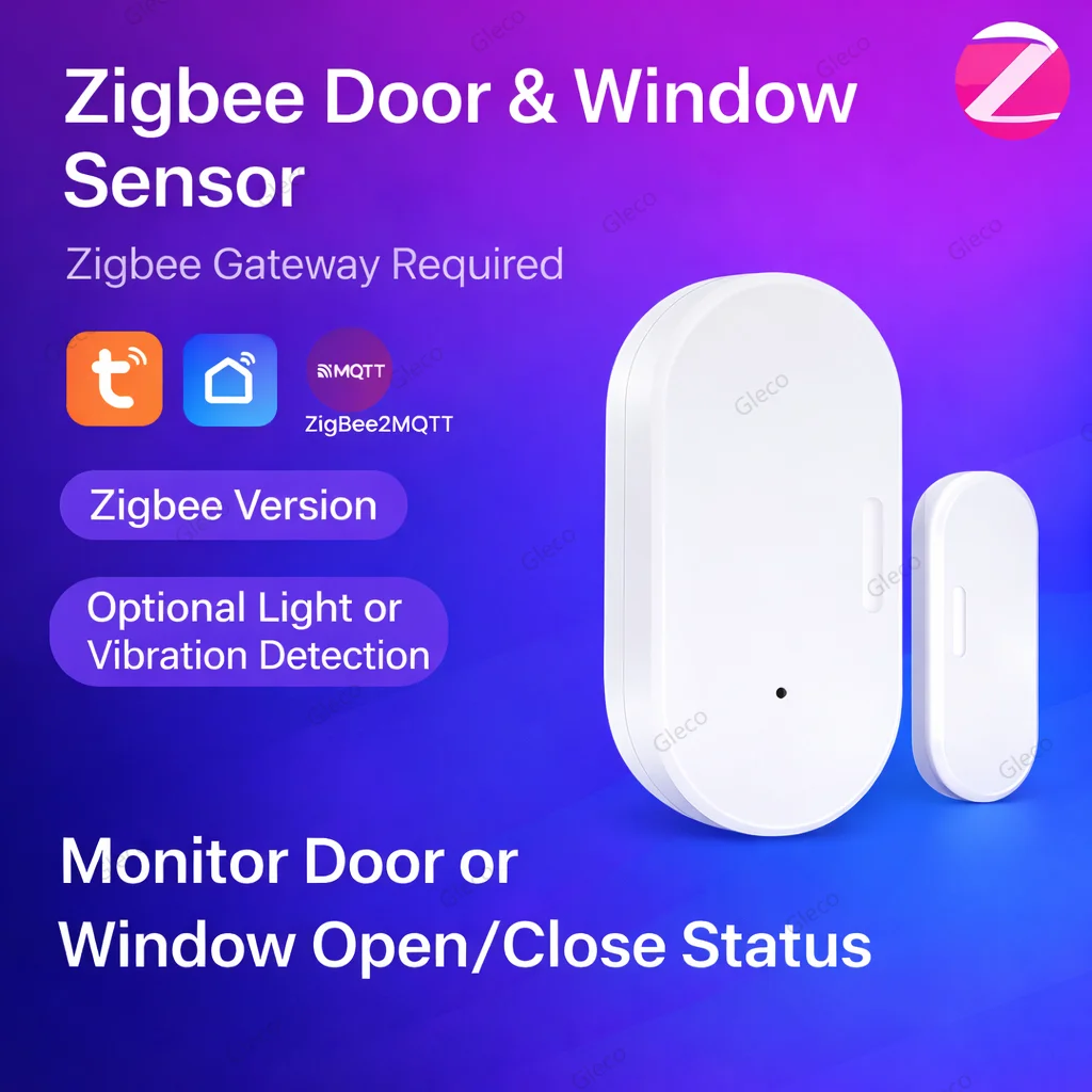 Zigbee Door Window Sensor Magnetic Anti-theft Contact Detector Smart Home Security Alarm Detection TUYA App 2MQTT Remote Monitor