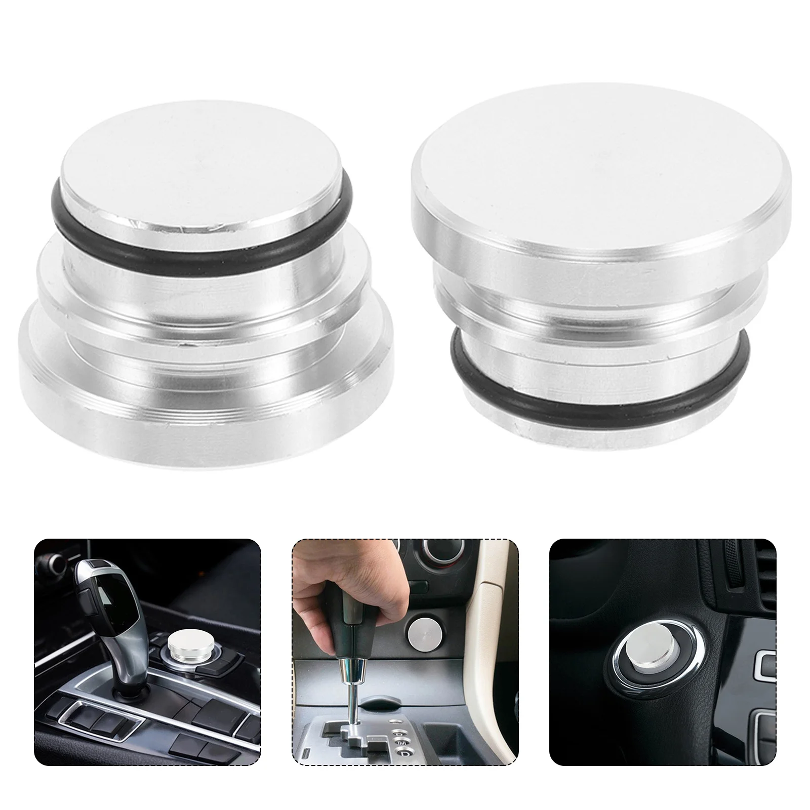 

2Pcs Car Lighter Socket Cover Silver Metal Dustproof Waterproof Protective Cap Universal Fit for Cigarette Lighter Power Outlet