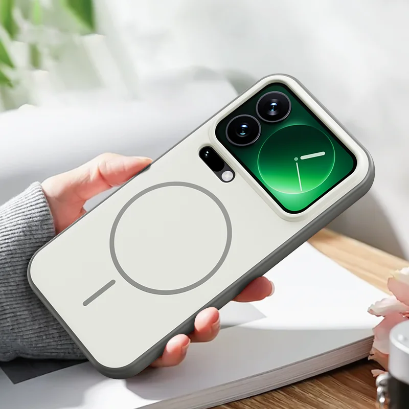 حافظة هاتف مقاومة للصدمات بلون سادة غير لامع لهاتف Xiaomi 17 Pro Max لهاتف Magsafe غطاء خلفي مغناطيسي للشحن اللاسلكي #5