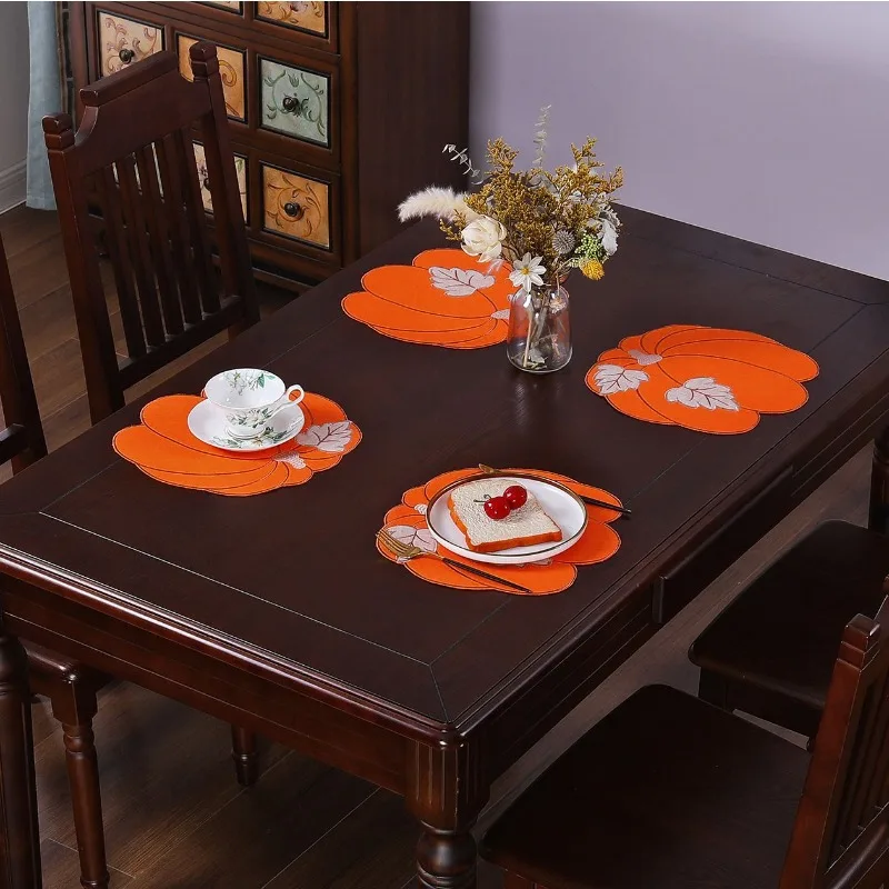 1 قطعة سجادة عشاء الهالوين المطرزة اليقطين اليدوية الإبداعية مهرجان الجدول حصيرة سميكة غير المنسوجة كأس عازل حصيرة slarohwin #4