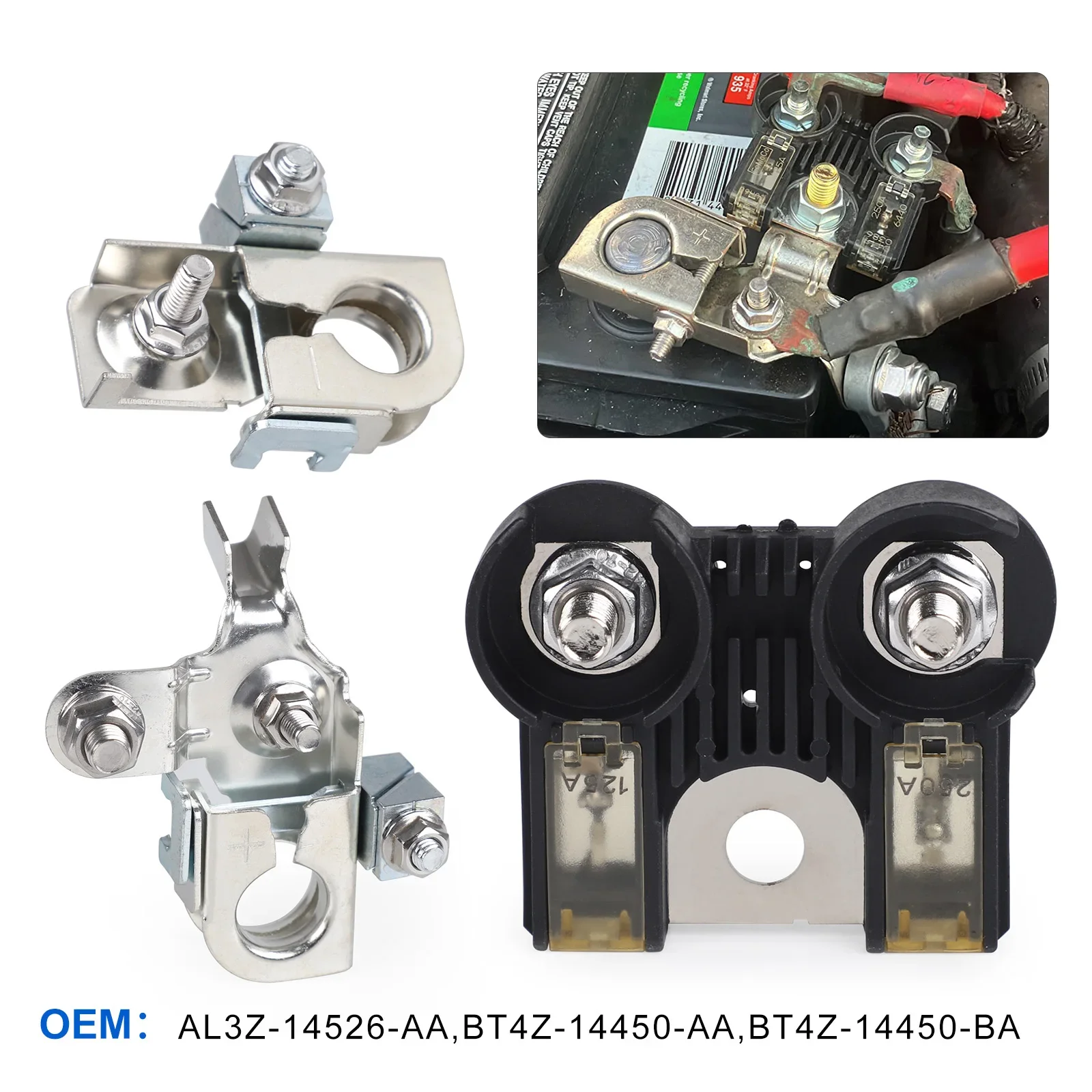 CNSPEED AL3Z-14526-AA AL3Z14526AA Fuse Combo Pack - Battery Fuse and  Battery Terminal Clamps For Ford F-150 2011 2012 2013 2014