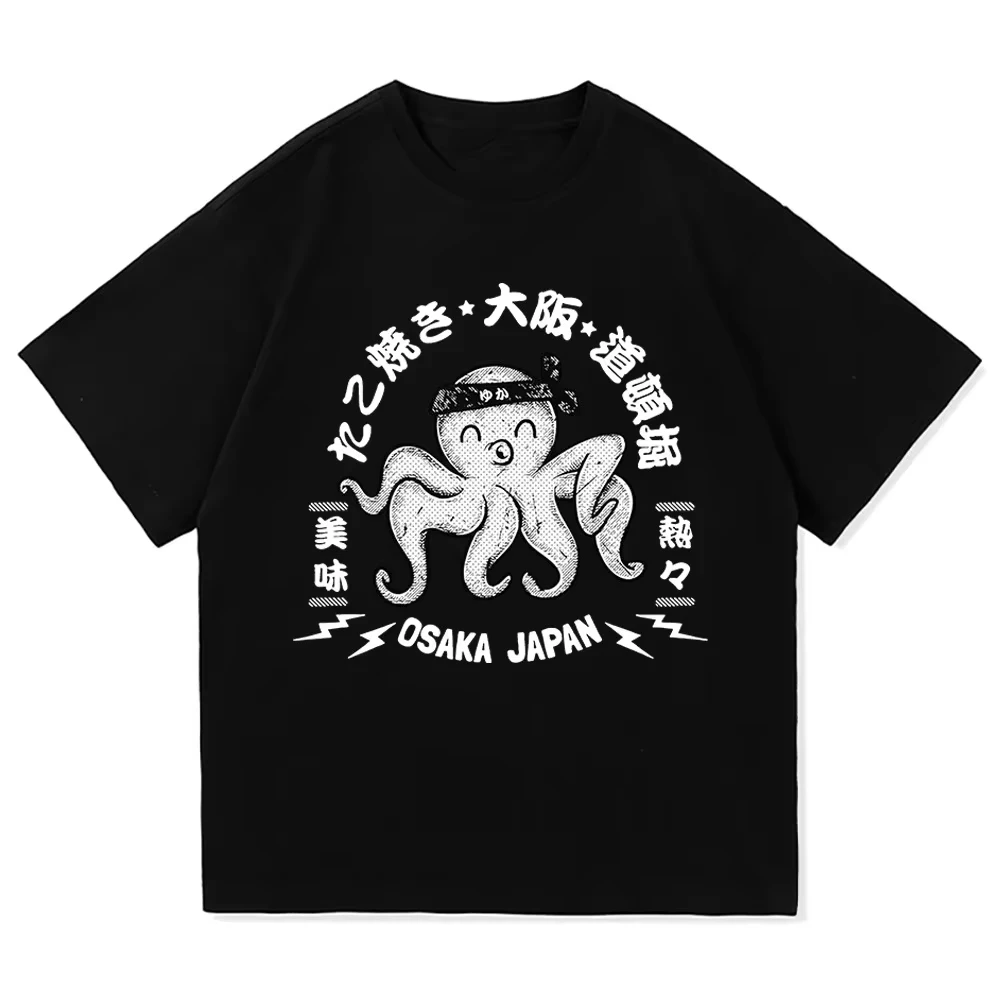 أوساكا Dotonbori في حالة سكر الأخطبوط تي شيرت مضحك التي شيرت الرجال الملابس موضة خمر تي شيرت الصيف ملابس الشارع الشهير غير رسمية #4