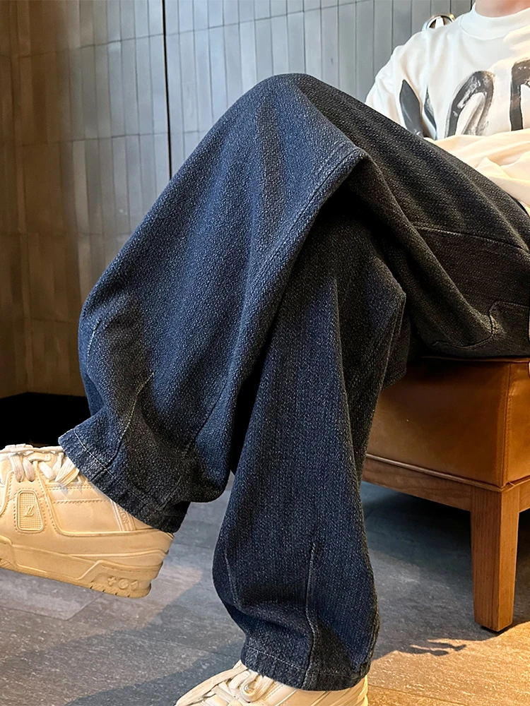 

Мужские джинсы свободного кроя, темно-синие, с узором «звездное небо», в стиле Харадзюку, весна-осень, свободный крой, повседневные, прямые штанины, джинсы-сэйшн.