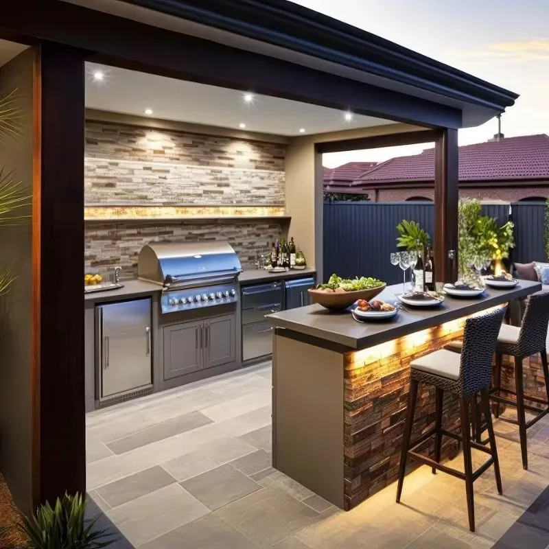 Customized Outdoor Kitchens Eco-Friendly Modular Kitchen Cabinets for Hotel