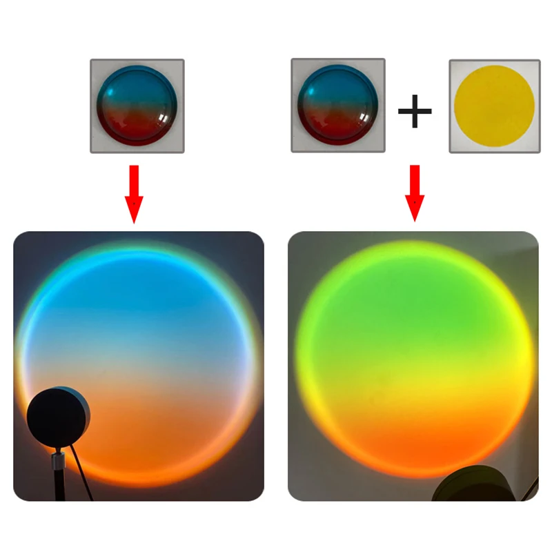 Проекционные светодиодные лампы, 15 цветов, ночник, вращение на 180 °, радужные лампы для украшения дома, гостиной, спальни