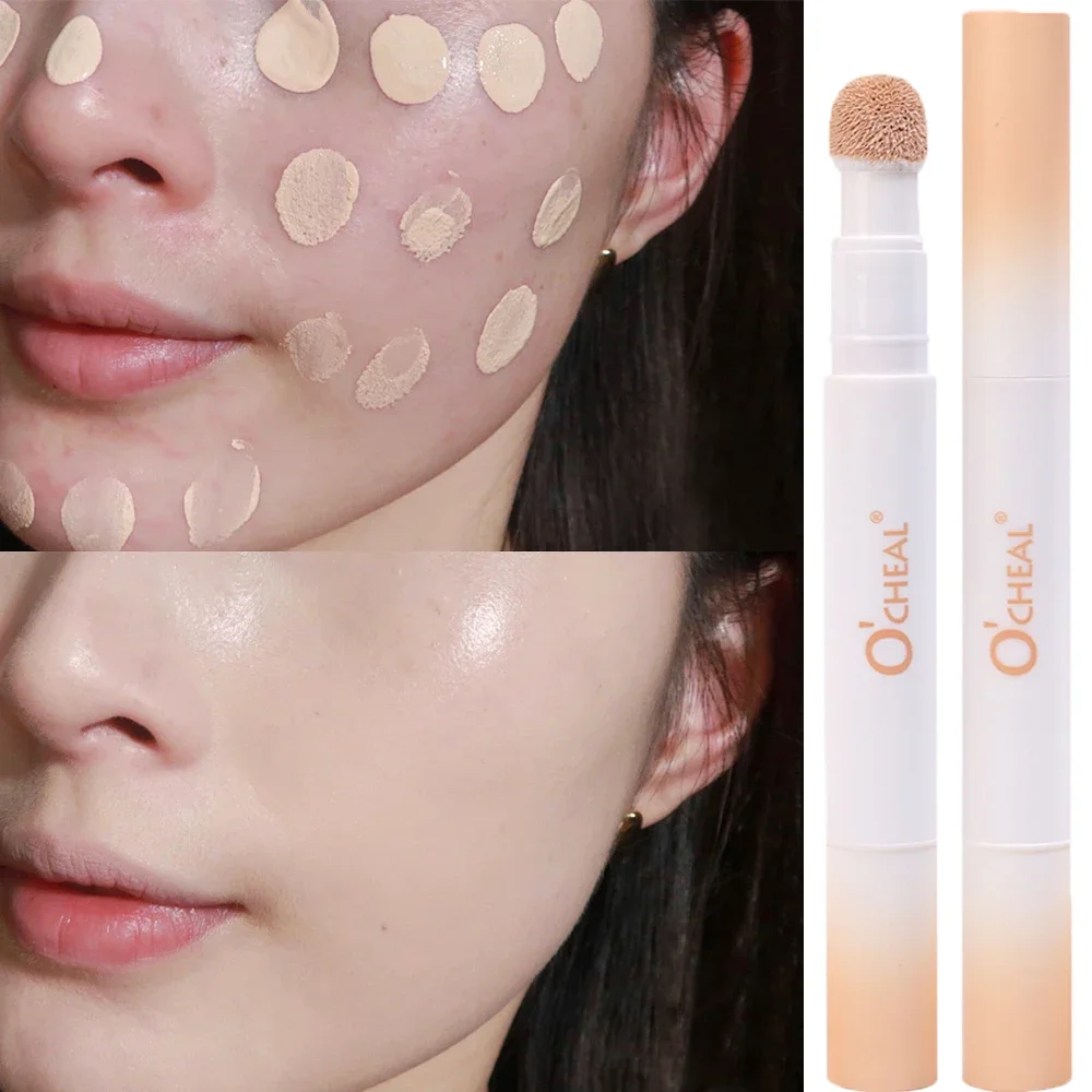 Luchtkussen Concealer Pen Pluizige Zachte Spons Kop Vloeibare Concealer Crème Waterdichte Blijvende Cover Acne Spot Donkere Kringen Make-Up