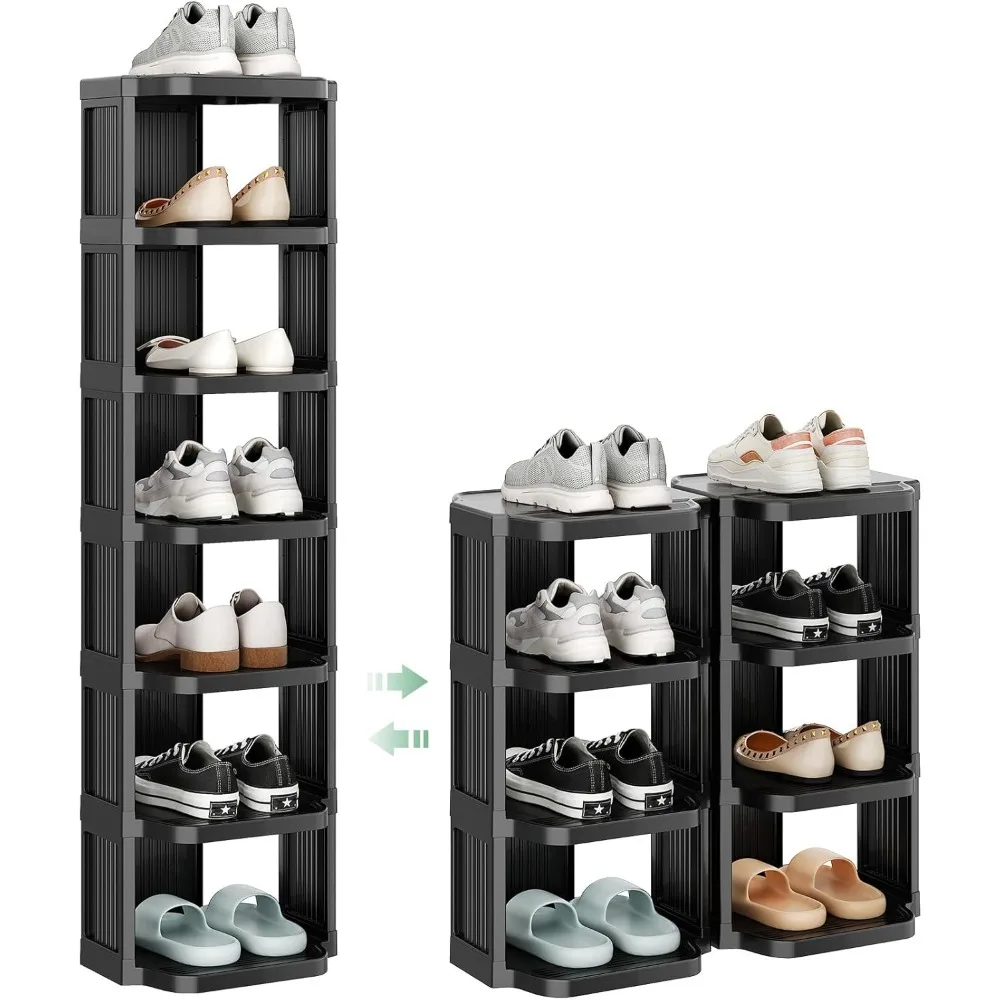 

Vertical Shoe Rack: 8 Tiers Stackable Shoe Rack for Closet DIY Free Standing Shoe Organizer Small Shoe Shelf for Smal