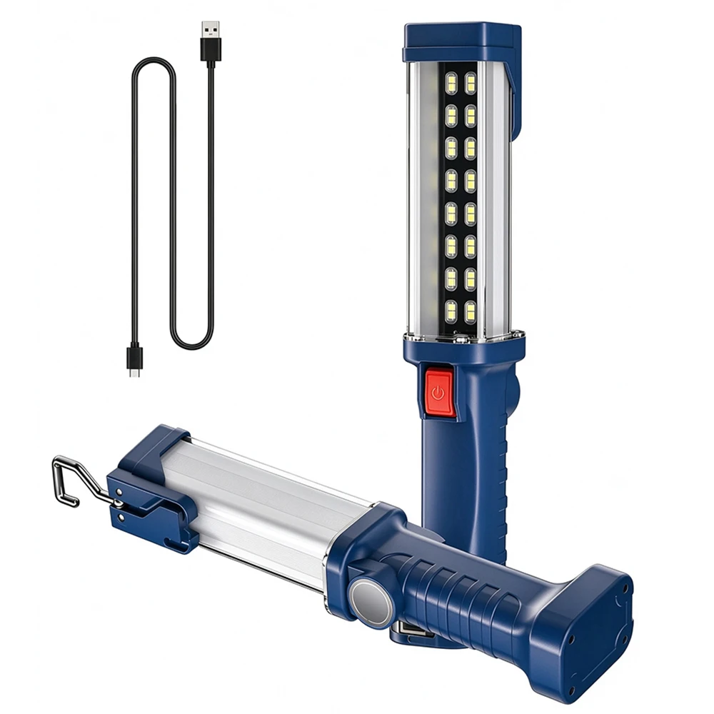 LED Work Light Rechargeable High Lumen Portable Mechanic Light with Magnetic 2000mAh COB Work Light For Car Repair, Camping
