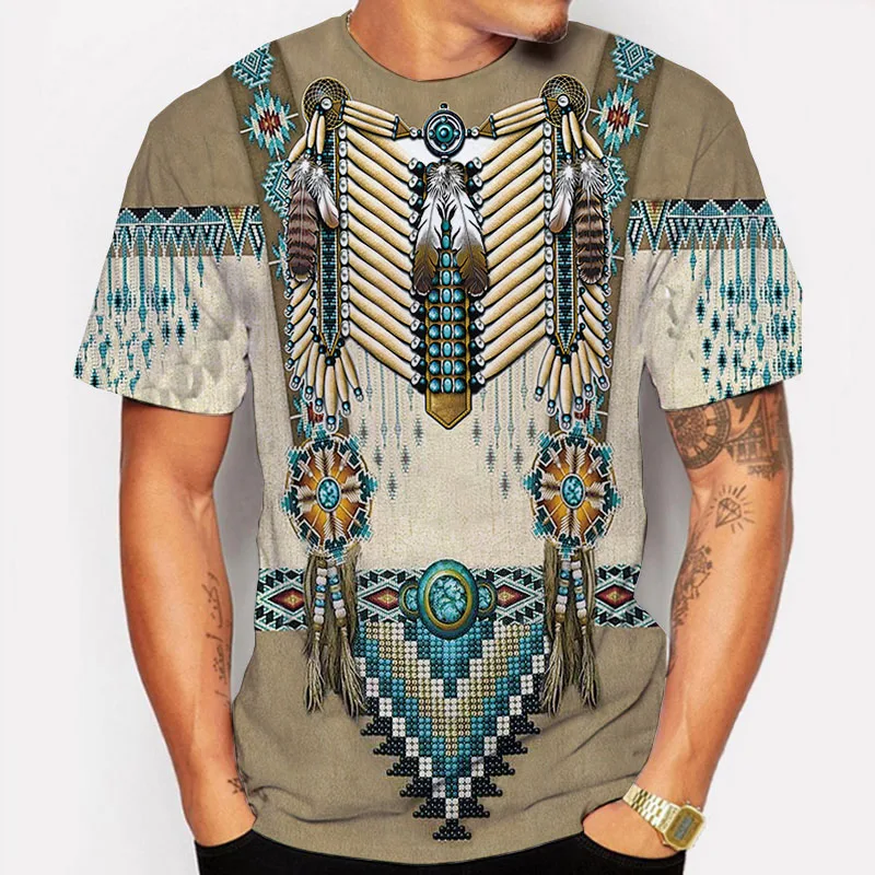 Indian T-Shirts Ethnic Style 3D Print Streetwear Men Women Vintage Casual Oversized Short Sleeve T Shirt Kids Tees Tops Clothing