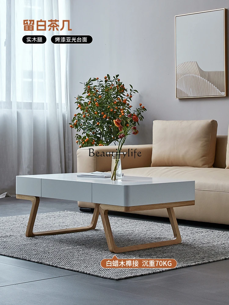 Table basse rectangulaire en chêne blanc, rangement, texture, moderne, simple, originale