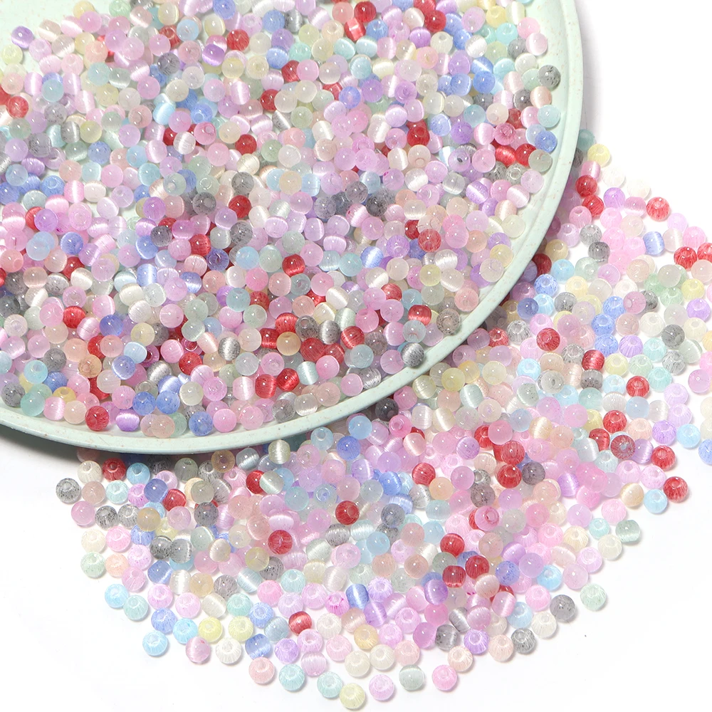 30g 4mm Katzenaugen-Glasperlen, bunte runde lose Perlen für die Schmuckherstellung, DIY-Armbänder, Halsketten, Handyketten-Zubehör – Detail 7