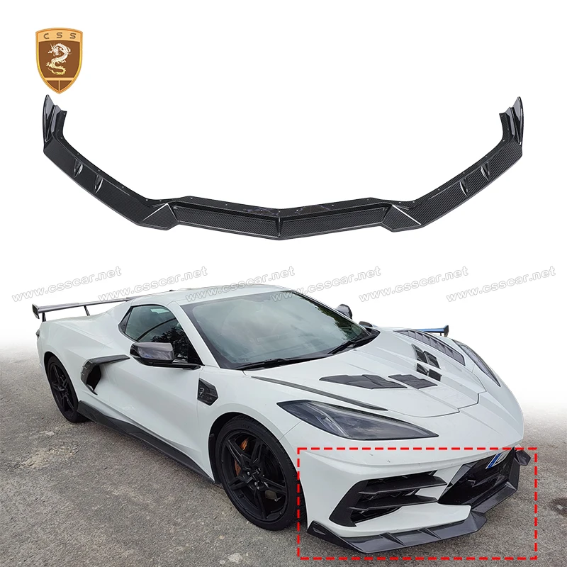 

Upgrade Facelift Corvette C8 Body Kit Dry Carbon Car Front Diffuser Lip Spoiler For Chevrolet C8 Lar-t Style Bumper Accessories