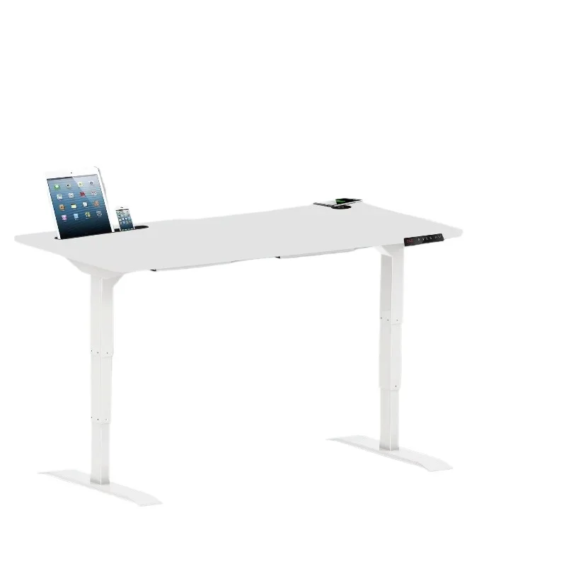 Modern Dual Motor Lift Vertical Computer Desk High Memory Office Metal and Panel Wood Electric Desk