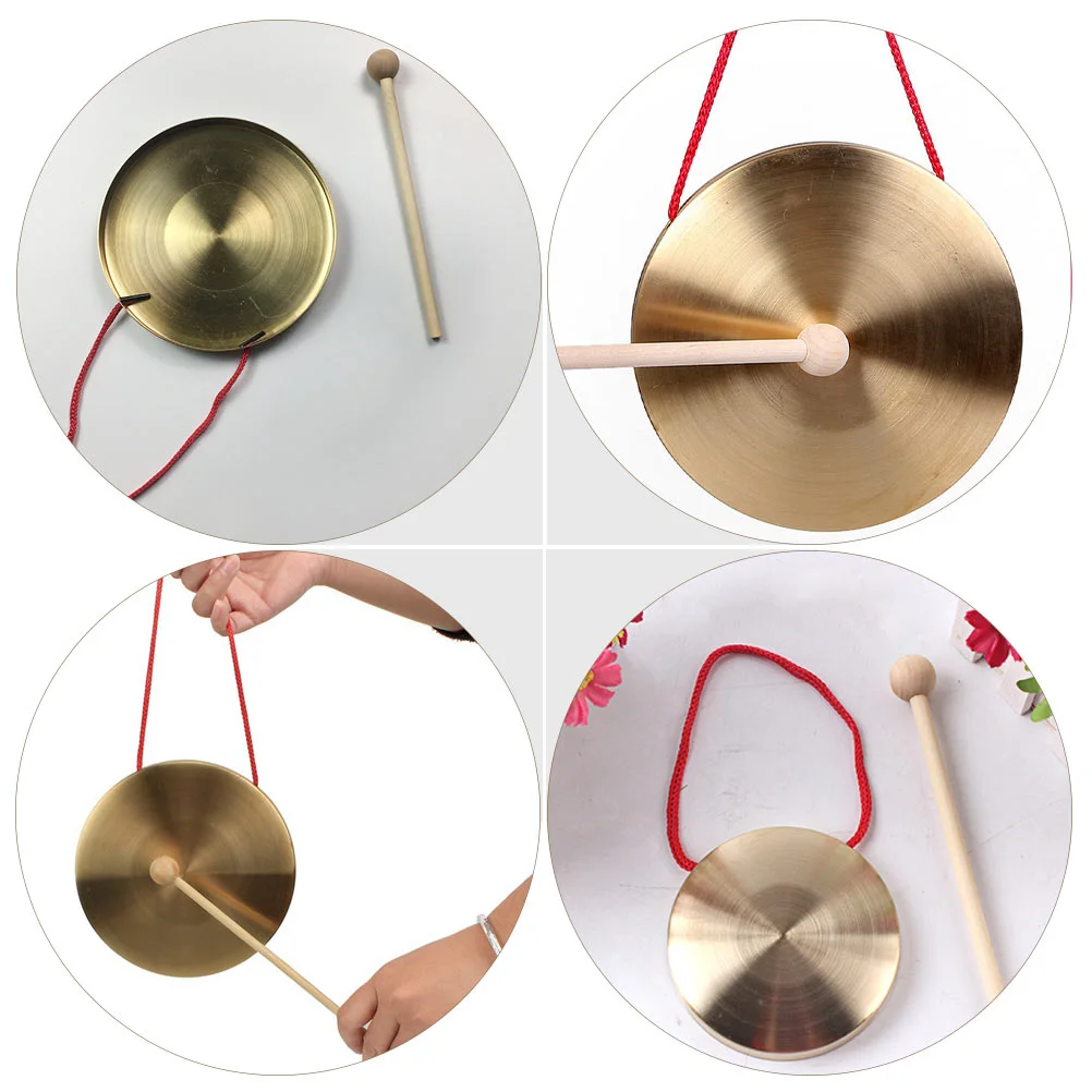 1 Set Chinese Gong Hand Gong Creative Copper Gong Music Toy for Festival Party Opera Gong Copper Instrument