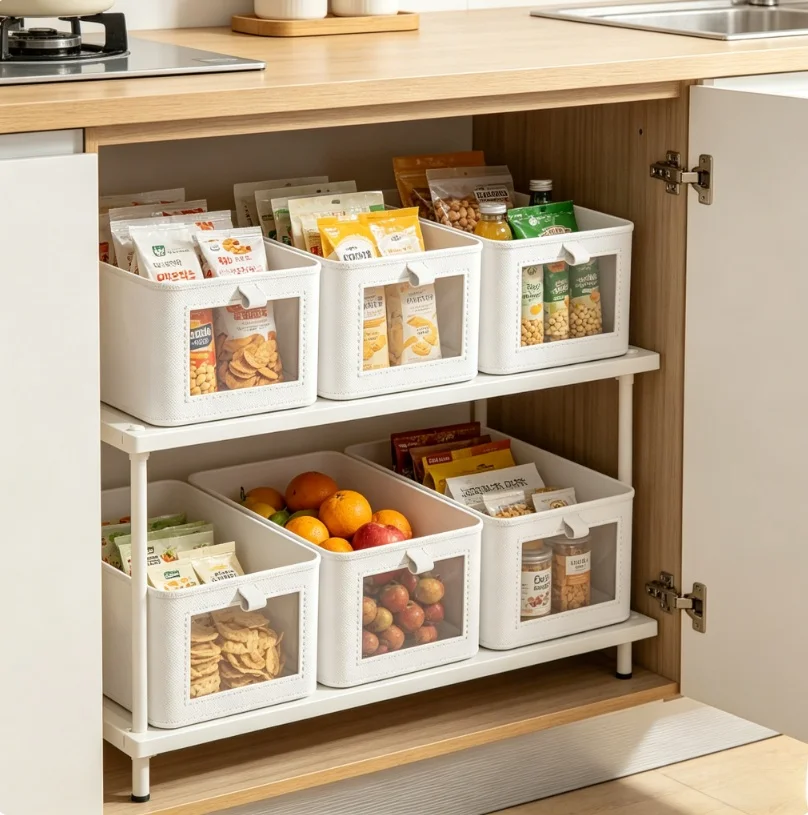 foldable-cotton-fabric-storage-baskets-4-pack-home-wardrobe-layered-underwear-socks-organizer-storage-box-simple-white-design