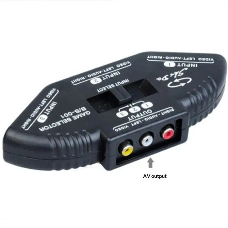 3 In 1 Out AV Audio Video Splitter for Old TV Connection Signal Switcher with AV Cable for DVD VCD VCR Daily Use