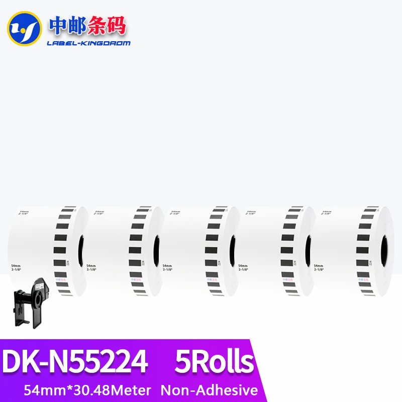 5 Rolls Generic DK-N55224 Label Non-Adhesive 54mm*30.48M Continuous Compatible for Brother QL-700 QL-800 Thermal Printer