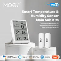 MOES Tuya WiFi+RF433 Smart Temperature Humidity Sensor Main Sub Kits LED Screen Display APP Monitoring With Alexa Google Home