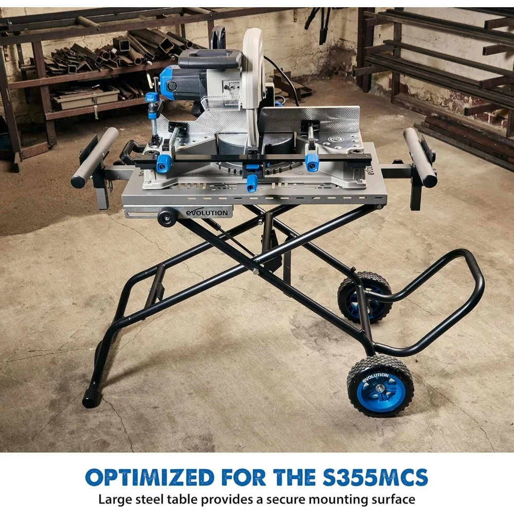 Mitering Chop Saw Stand with Powerlift Assist | Heavy-Duty Steel Frame | All-Terrain Wheels Gas-Strut Lift