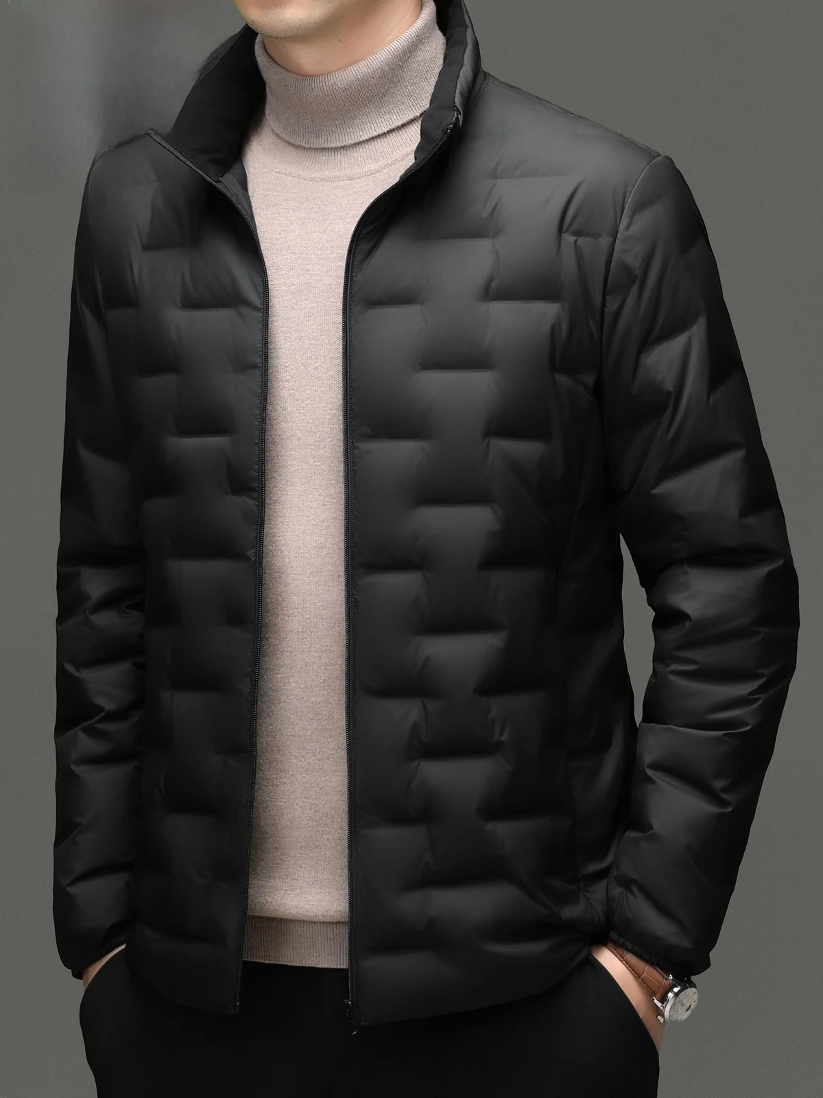 เสื้อโค้ทกันหนาวผู้ชาย Pierre Cardin รุ่น Quilted Du down Jaet คอตั้ง ผ้า Thiened อุ่นสบาย สไตล์ใหม่ล่าสุดสำหรับฤดูหนาว