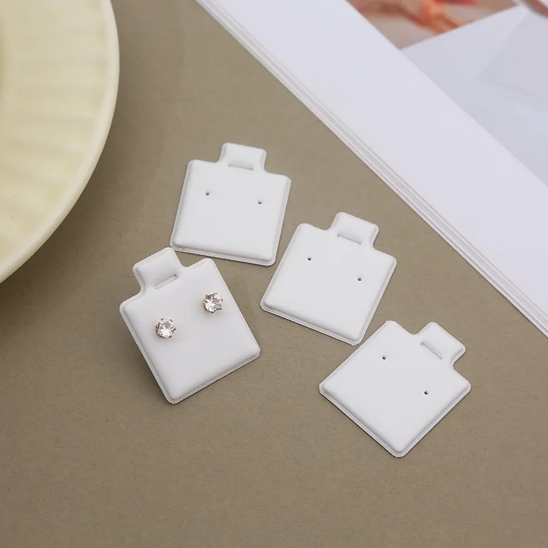 100Pcs White Earring Display Cards 2.5x3cm Blank Ear Stud Holder Tags for Jewelry Packaging, High-Frequency Welded