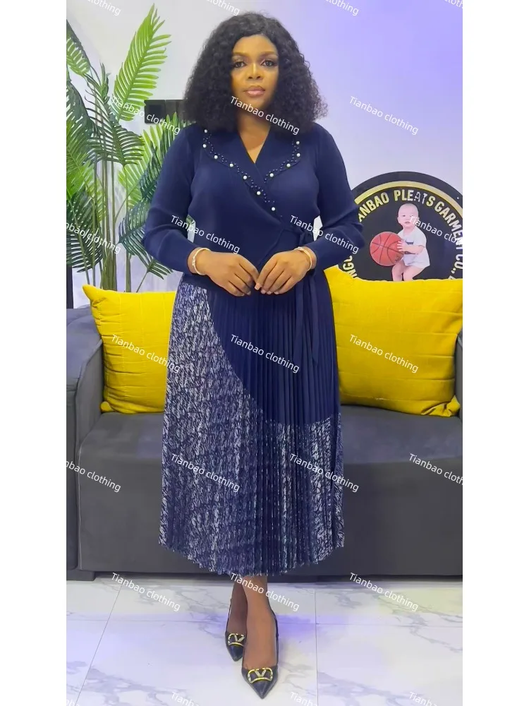 مياكي الطيات 2025 الخريف جديد البرنز الربط فستان البدلة طوق حبة حزام فضفاض فساتين حريمي #5