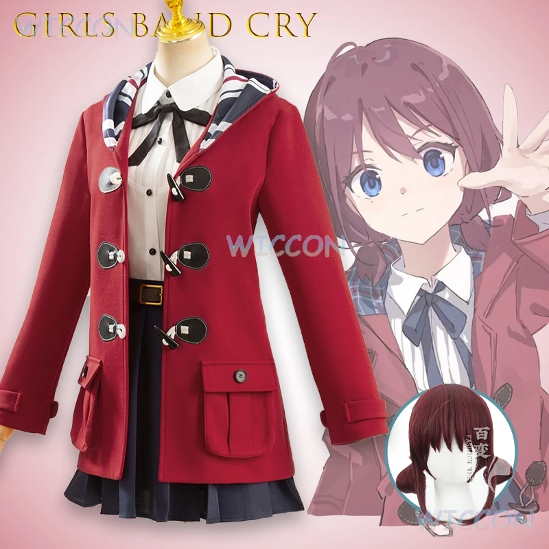 

Girls Band Cry NINA ISERI Cosplay Costume Crying Rock Band Anime Outfit Japanese School Uniform Dress Character Dress Halloween
