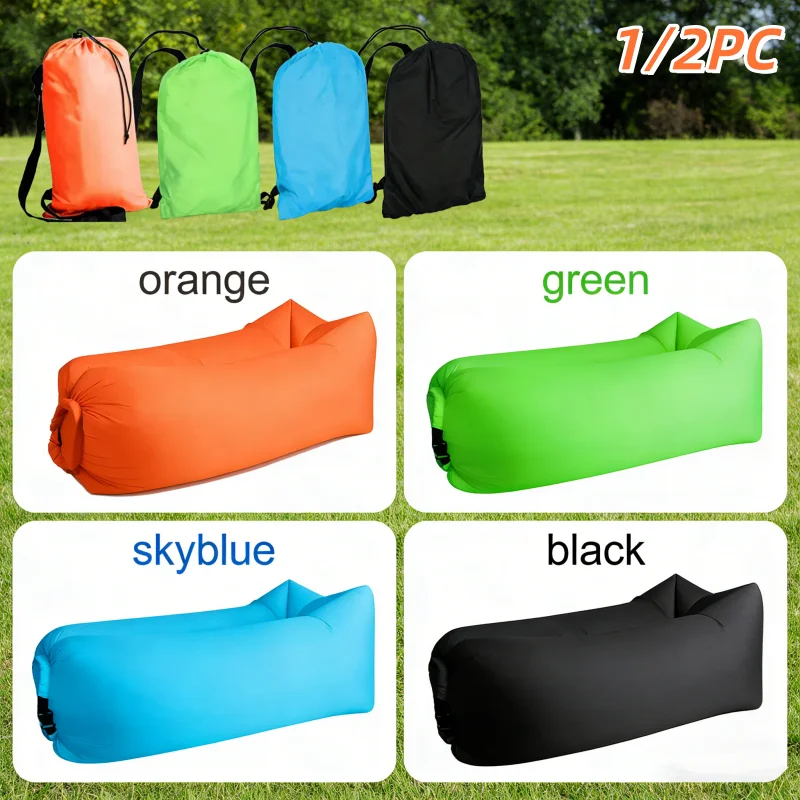 LUSQI 1/2PC aufblasbares Luftsofa für Outdoor-Camping, Strand, Reisen, schnelles Aufblasen, zusammenklappbare Wohnmöbel