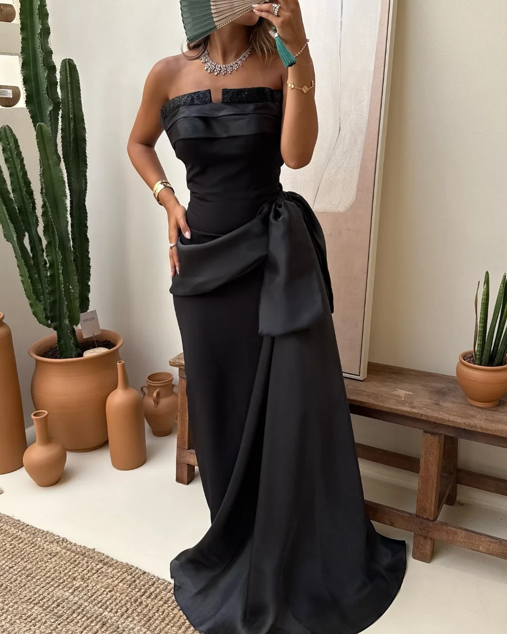 

Customized Chinese Style Retro Jersey Draped Beading Bow Pleat Long Dresses Bespoke Occasion Dresses Sizes Available Fashion