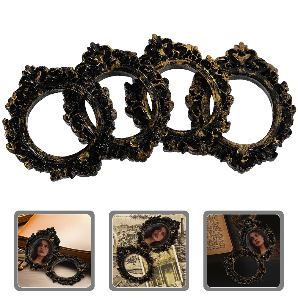 

6 Pcs Mini Photo Frame Ornament Picture Vintage Resin Wall Frames Miniature Retro Decorative