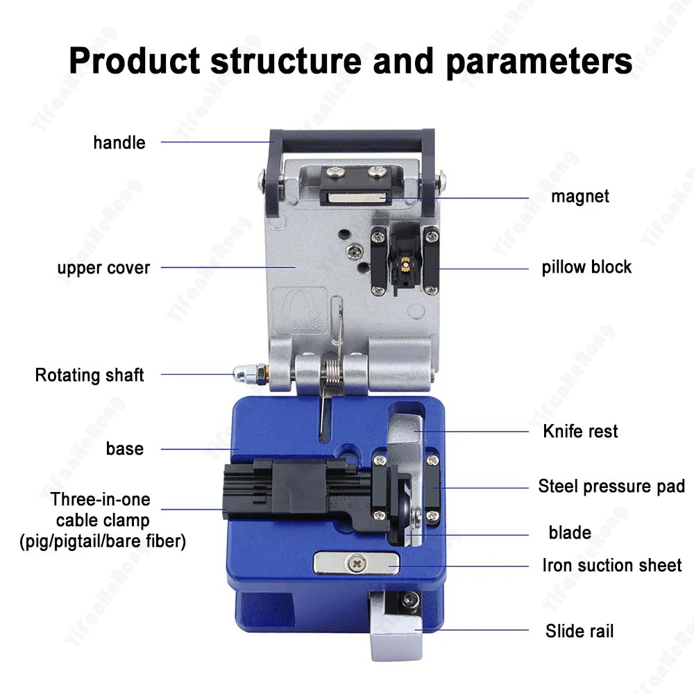 FC-6S High Precision FTTH Optical Fiber Cleaver Cold Contact With 16 Blades Metal Material Optical cable cutter knife tool