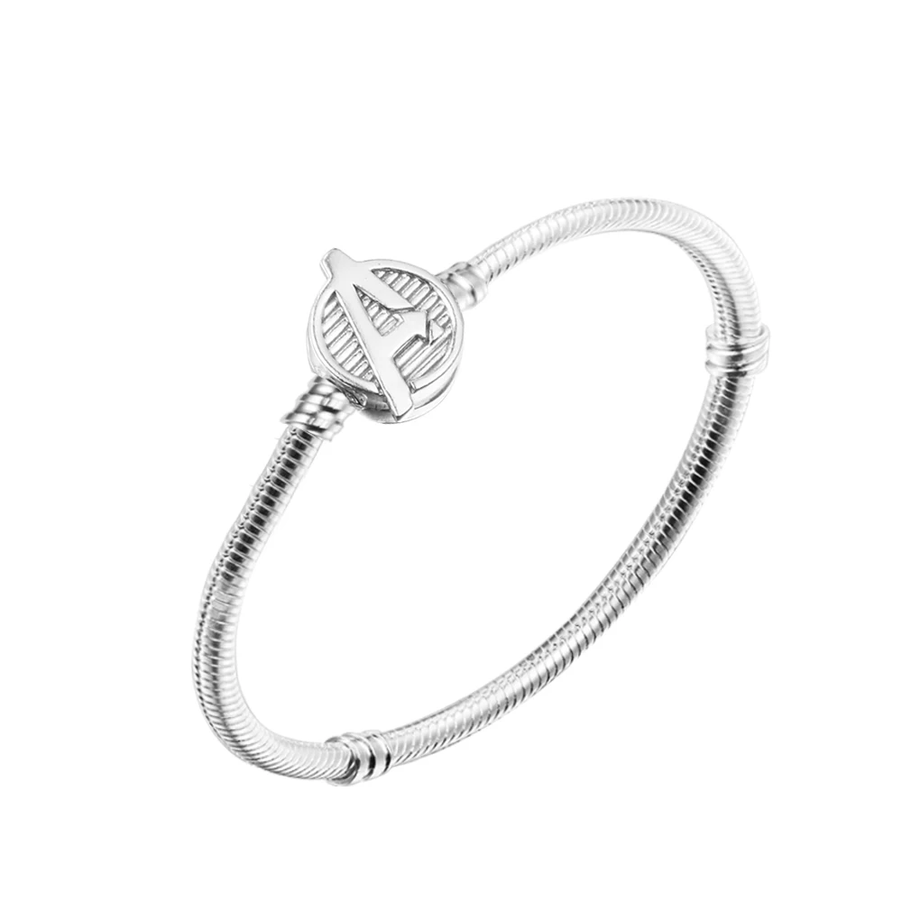 

Avenger Logo Clasp Snake Chain Bracelet Fits European Bead Sterling Silver Jewelry Wedding Bracelets For Jewelry Making