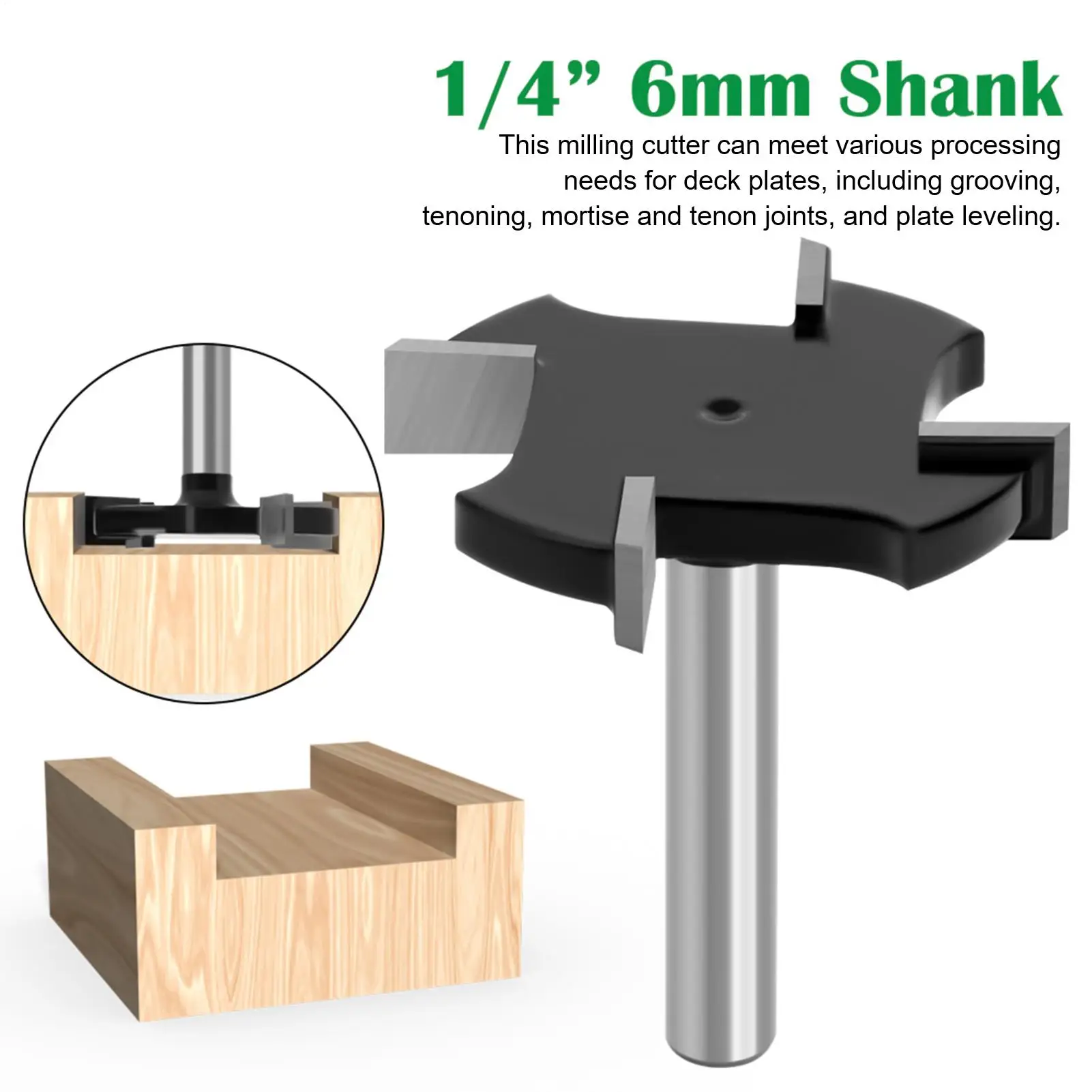 Flattening Router Bit 1/4 Inch Shank Wood Milling Cutter 4 Flutes Planer Router Bit For Spoilboard Surfacing Cutting Slotting
