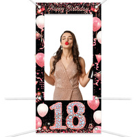Sweet 18 30 40 50 Rose Gold Happy Birthday Photo Booth Props Frame Women Birthday Party Backdrop Frame