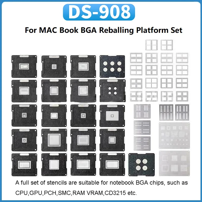 DS-908 Soldering Kit Set For MacBook Magnetic BGA Reballing Platform Full Set Tin Planting Stencils CPU GPU PCH SMC RAM BGA Chip