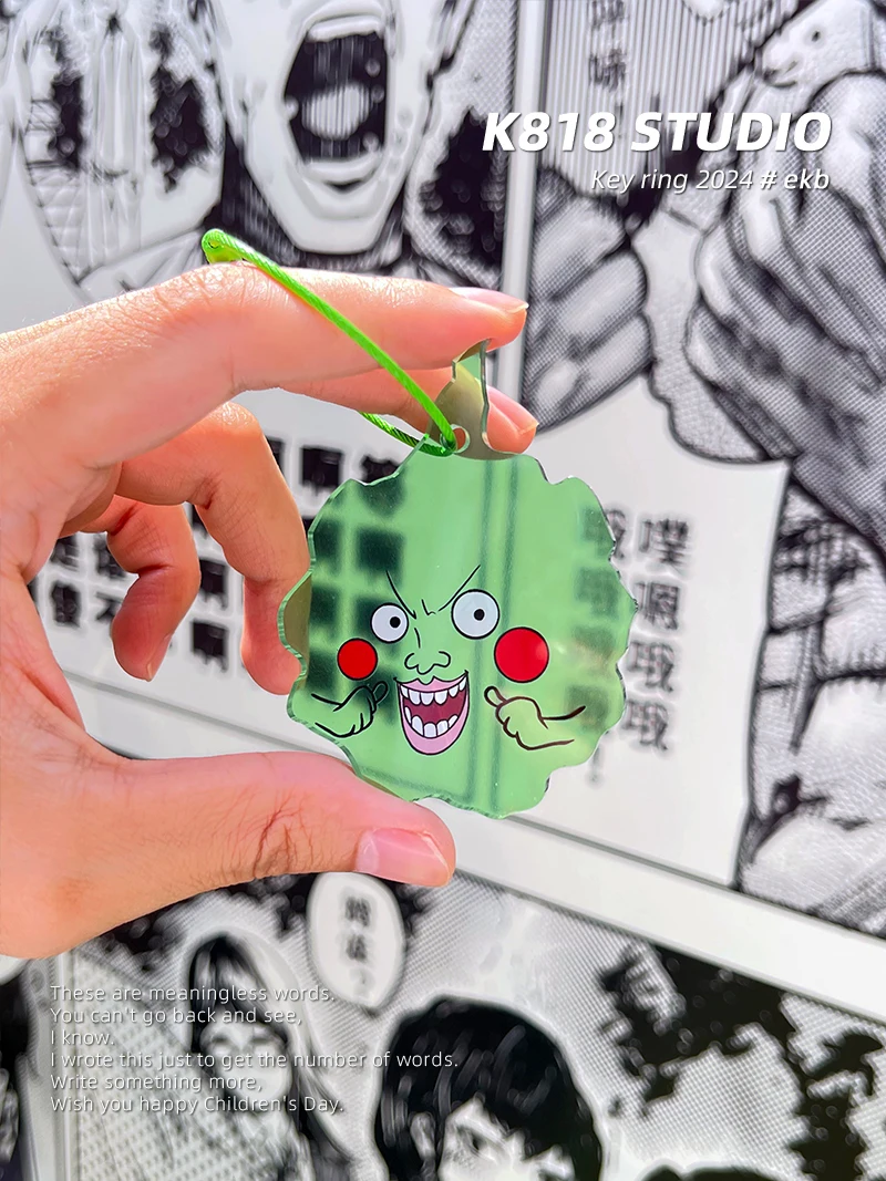 Anime Mobu Saiko Hyaku Mob Psycho 100 Dimple Cosplay acrylic keychain Cartoon keyring Charm key ring satchel pendant Xmas Gifts