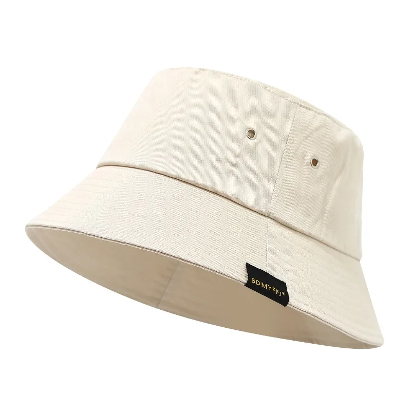 Bucket hat women springautumn Korean version ins tide brand sticker solid color versatile Japanese sunshade sunscreen basin hat