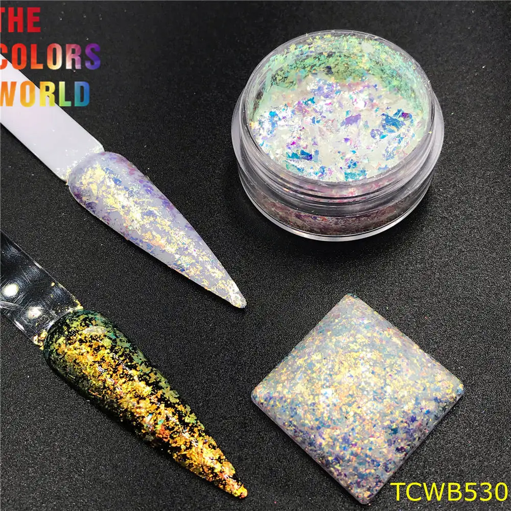 TCT-552 Unicorn White Chameleon Flakes Magic Flakes Foil Chrome Nail Powder Rainbow Flakes Nails Glitter Aurora Glitter Mermaid