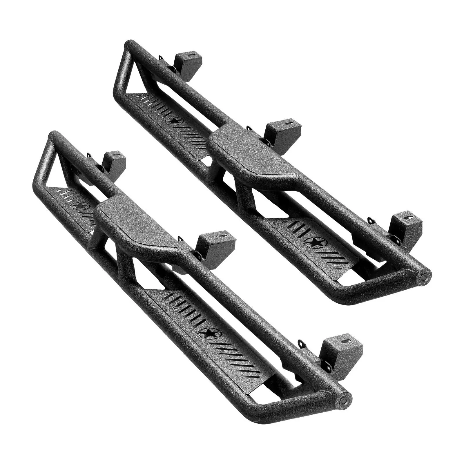 Running Boards, 6 Inches Side Steps Compatible with 2018-2025 for Jeep wrangler JL 4 Door, Black Carbon Steel Bars, 550 lbs Load Capacity, Wide Non-Slip Hollow Surface with Rustproof Coating