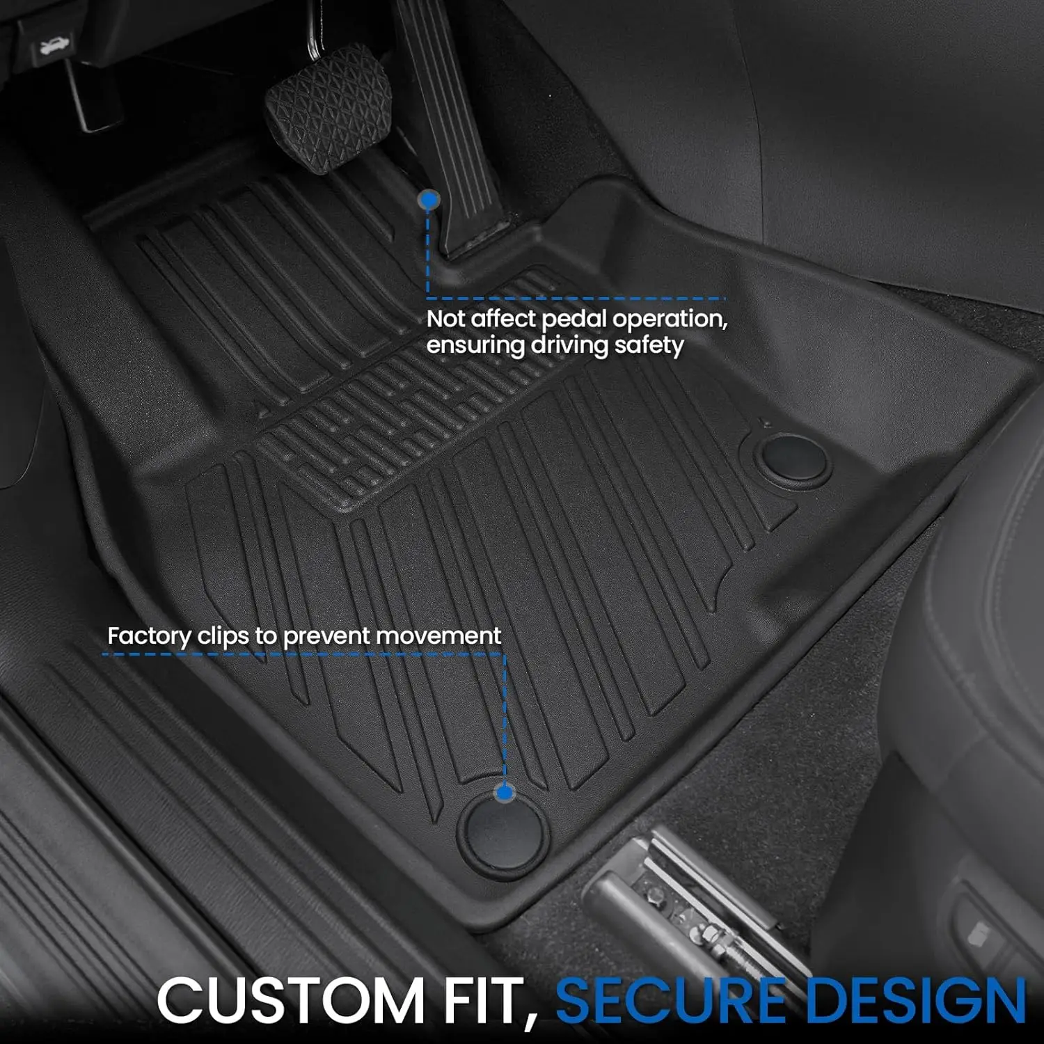 All-Weather Floor Mats Set for 2017-2025 SUVs, TPE Material, Full Coverage, Complete Accessories