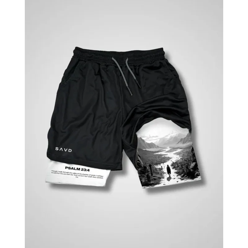 شورت رياضي كاجوال منسوج ثقيل من العلامة التجارية الكلاسيكية سريع الجفاف SAVD High Street 2025 نمط كبير مطبوع عليه حروف عالي جرام #4