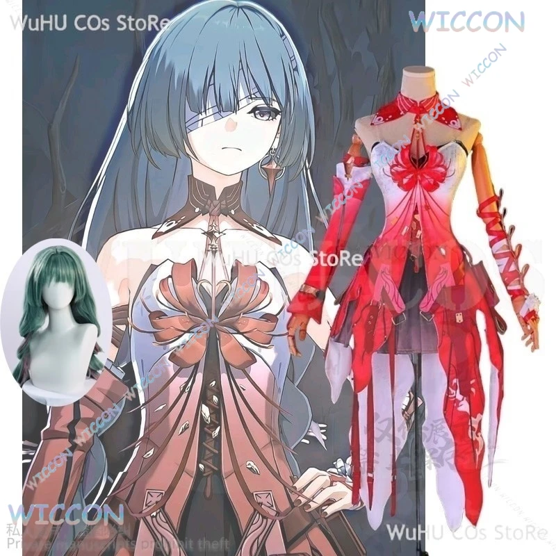 

Аниме игра Wuthering Waves фразолова красный костюм паука лилии великолепное платье униформа косплей костюм парик Хэллоуин вечерние наряд женский